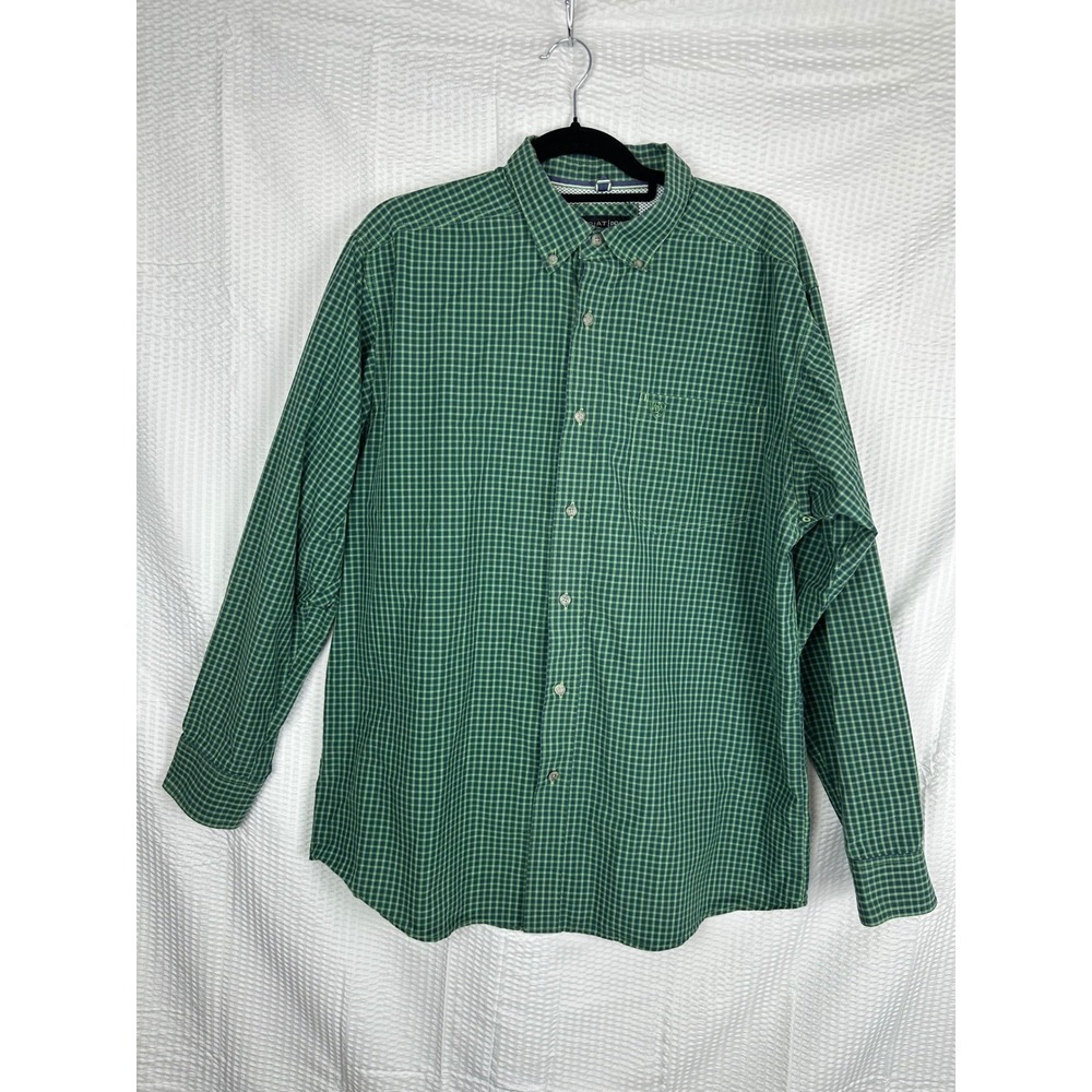 Ariat Pro Series Shirt Mens‎ Large Green Plaid Button Down Western